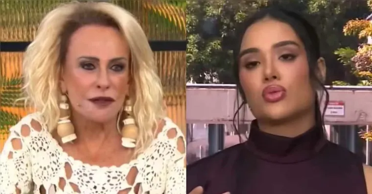 Mesmo com a gafe, Ana continuou a entrevista com Jordana de forma leve. | (Reprodução/TV Globo)