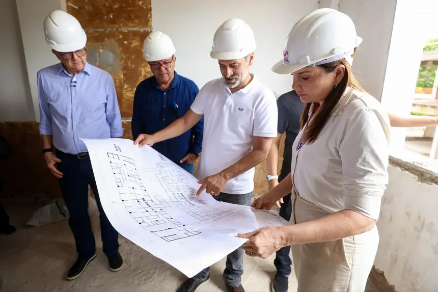 Governadora Hana Ghassan vistoria o andamento das obras do novo Hospital Regional Público do Leste, em Paragominas
