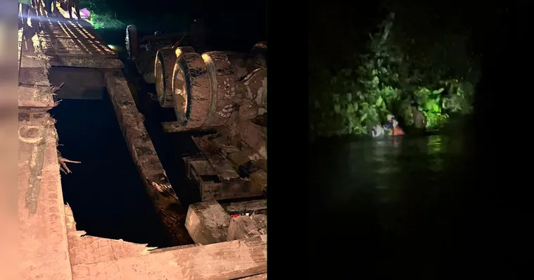 No acidente em Mojuí, caminhão caiu da ponte e caiu no igarapé, que resultou na morte do bebê | Divulgação