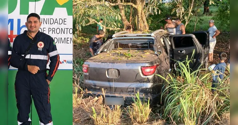O motorista do Samu perdeu o controle do carro e bateu na árvore | Divulgação