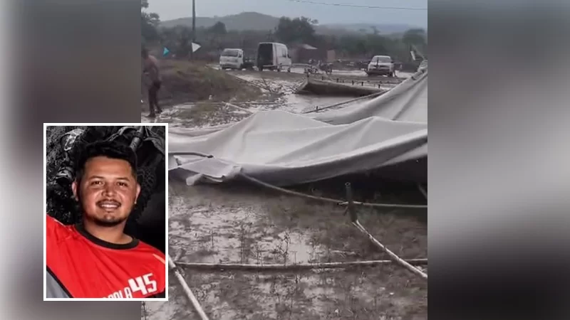 José Paulo, de 28 anos, foi atingido na região da cabeça por partes da estrutura metálica / Imagens: Divulgação